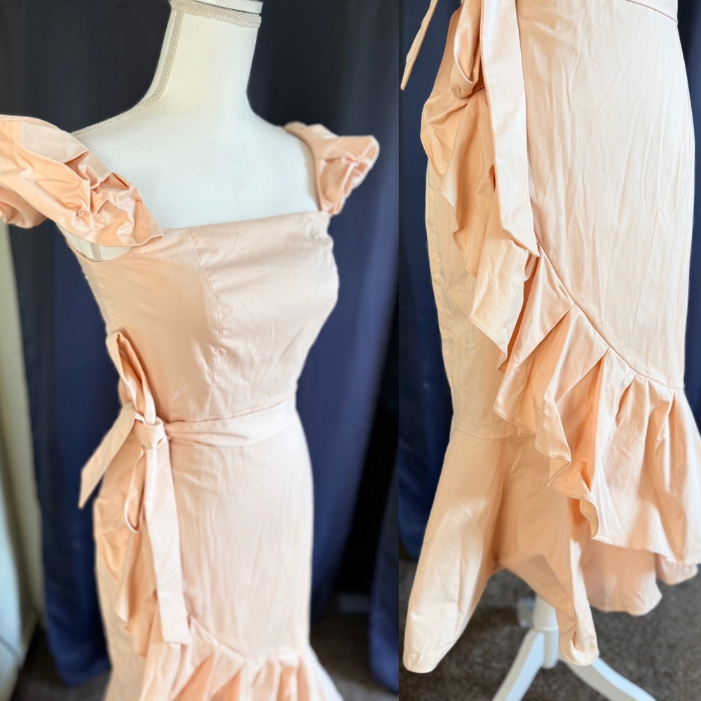 Antonio Melani Lori Sateen Dress Light Pink Ruffle Midi  Womens Size 2 NWT - Picture 4 of 10